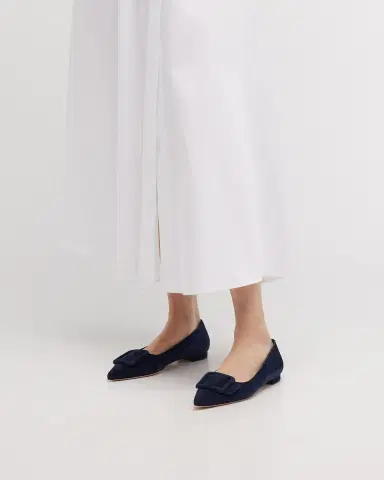 Manolo Blahnik Maysale Suede Buckle Ballerina Flats | Thumbnail 2