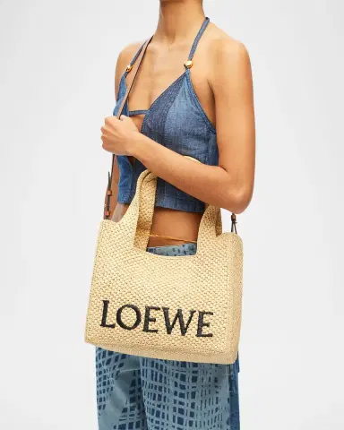 Loewe x Paula's Ibiza Font Logo Medium Tote Bag in Raffia | Thumbnail 2 Loewe x Paula's Ibiza Font Logo Medium Tote Bag in Raffia | Thumbnail 2