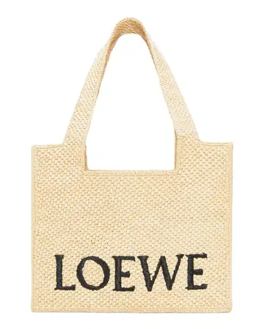 Loewe x Paula's Ibiza Font Logo Medium Tote Bag in Raffia | Thumbnail 1 Loewe x Paula's Ibiza Font Logo Medium Tote Bag in Raffia | Thumbnail 1