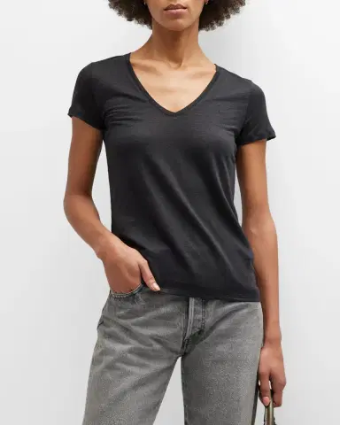 Majestic Filatures V-Neck Short-Sleeve Stretch Linen T-Shirt | Thumbnail 4