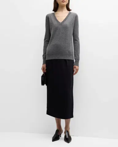 Neiman Marcus Cashmere Collection Cashmere Classic V-Neck Sweater | Thumbnail 2