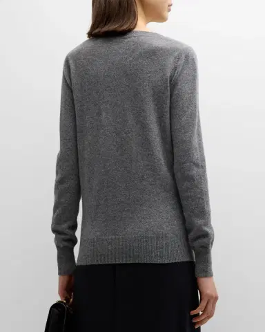 Neiman Marcus Cashmere Collection Cashmere Classic V-Neck Sweater | Thumbnail 3