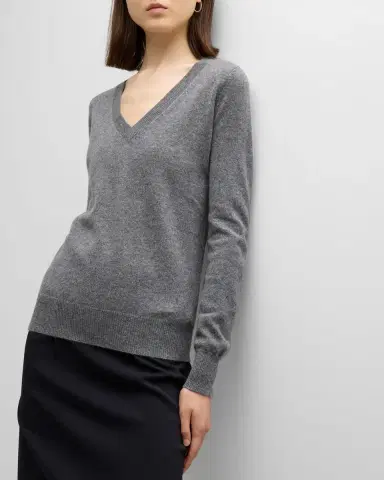 Neiman Marcus Cashmere Collection Cashmere Classic V-Neck Sweater | Thumbnail 7