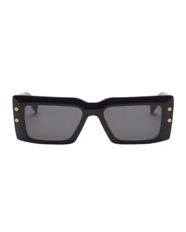 Imperial Black Acetate & Titanium Rectangle Sunglasses