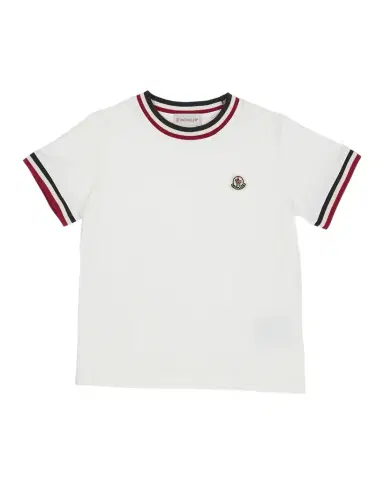 Moncler Boy 's Logo Patch Striped Trim T-Shirt | Thumbnail 1