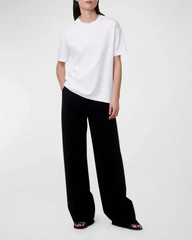 Another Tomorrow Luxe Seamed Cotton Short Sleeve T-Shirt | Thumbnail 2 Another Tomorrow Luxe Seamed Cotton Short Sleeve T-Shirt | Thumbnail 2