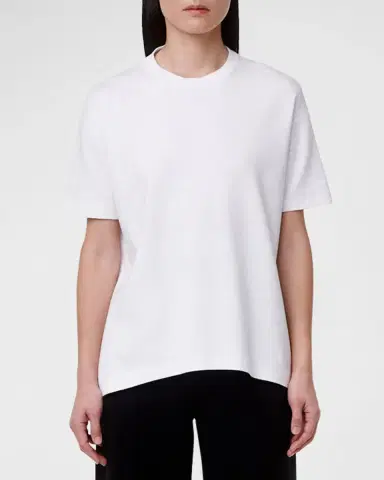 Another Tomorrow Luxe Seamed Cotton Short Sleeve T-Shirt | Thumbnail 4 Another Tomorrow Luxe Seamed Cotton Short Sleeve T-Shirt | Thumbnail 4