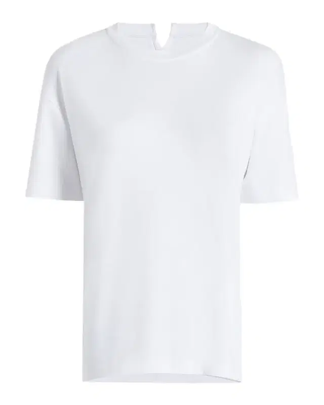 Another Tomorrow Luxe Seamed Cotton Short Sleeve T-Shirt