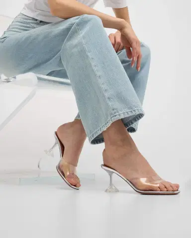 Amina Muaddi Lupita Transparent Mule Sandals | Thumbnail 2