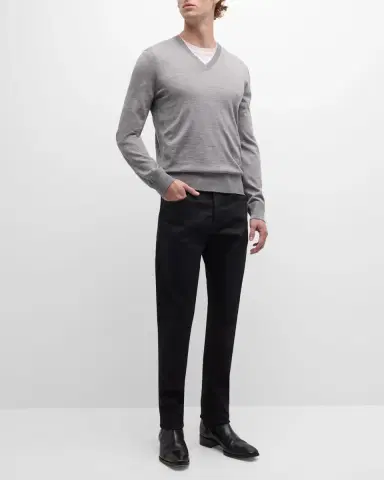 Tom Ford Men's Merino Wool V-Neck Sweater | Thumbnail 2 Tom Ford Men's Merino Wool V-Neck Sweater | Thumbnail 2
