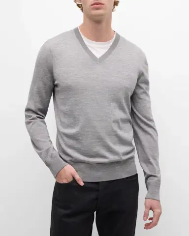 Tom Ford Men's Merino Wool V-Neck Sweater | Thumbnail 6 Tom Ford Men's Merino Wool V-Neck Sweater | Thumbnail 6