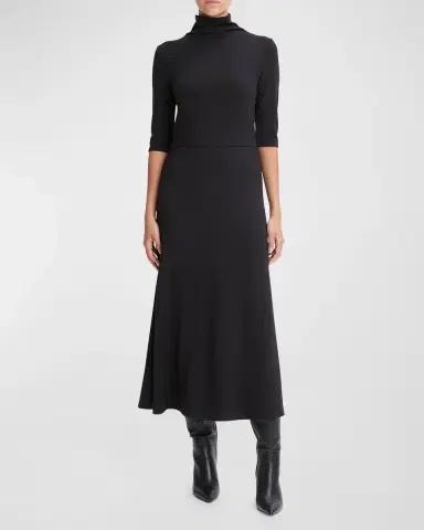 Vince Elbow-Sleeve Turtleneck Midi Dress | Thumbnail 2 Vince Elbow-Sleeve Turtleneck Midi Dress | Thumbnail 2