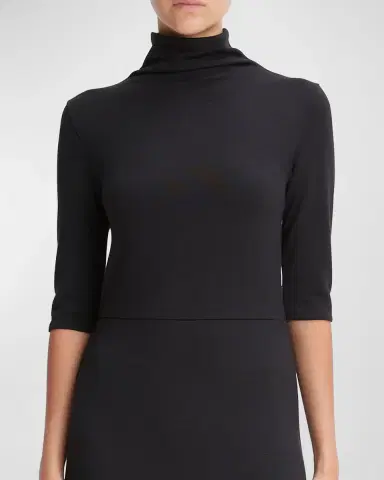 Vince Elbow-Sleeve Turtleneck Midi Dress | Thumbnail 3 Vince Elbow-Sleeve Turtleneck Midi Dress | Thumbnail 3