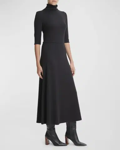 Vince Elbow-Sleeve Turtleneck Midi Dress | Thumbnail 5 Vince Elbow-Sleeve Turtleneck Midi Dress | Thumbnail 5