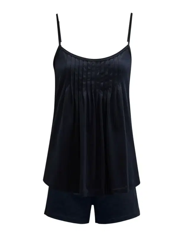 Hanro Julia Short Scoop-Neck Pintuck Pajama Set