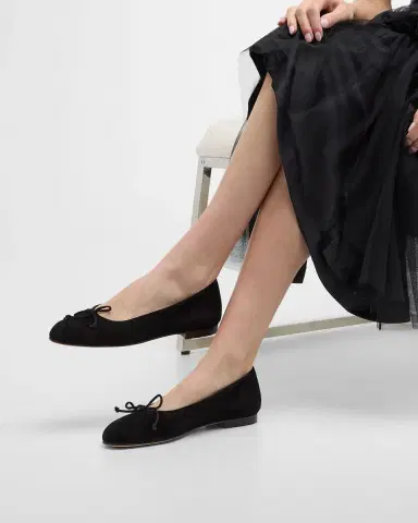 Manolo Blahnik Veralli Suede Bow Ballerina Flats | Thumbnail 2