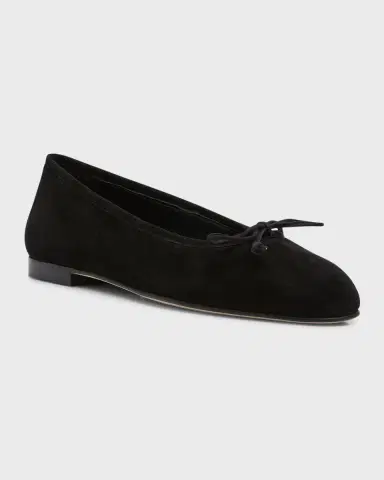 Manolo Blahnik Veralli Suede Bow Ballerina Flats | Thumbnail 3