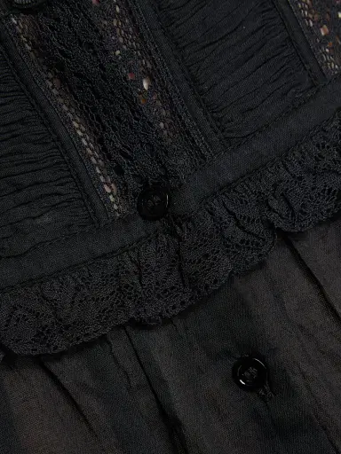 DÔEN Women's Fidella Lace Cotton Top - Black - Size Medium | Thumbnail 7