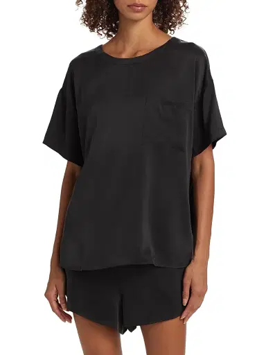 Lunya Women's Washable Silk T-Shirt & Shorts Set - Immersed Black | Thumbnail 3 Lunya Women's Washable Silk T-Shirt & Shorts Set - Immersed Black | Thumbnail 3