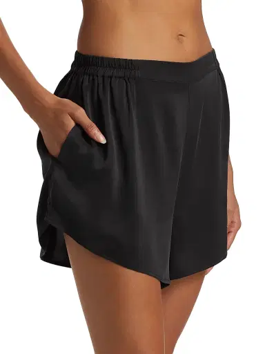 Lunya Women's Washable Silk T-Shirt & Shorts Set - Immersed Black | Thumbnail 4 Lunya Women's Washable Silk T-Shirt & Shorts Set - Immersed Black | Thumbnail 4