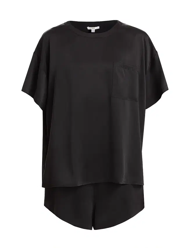 Lunya Women's Washable Silk T-Shirt & Shorts Set - Immersed Black