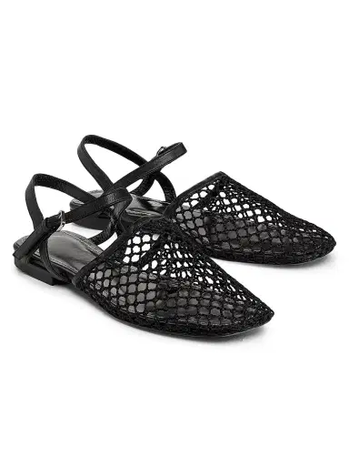 Staud Women's Rete Paper Net Sandals - Black Netting - Size 10.5 | Thumbnail 2