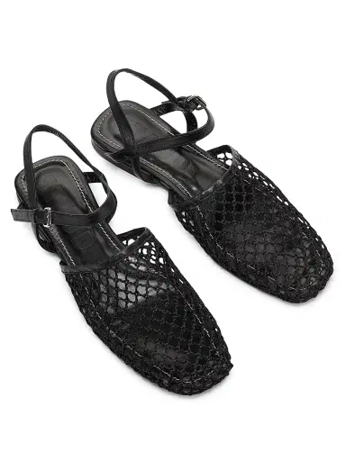 Staud Women's Rete Paper Net Sandals - Black Netting - Size 10.5 | Thumbnail 4