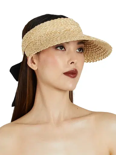 Eugenia Kim Women's Ricky Straw Self-Tie Visor | Thumbnail 3