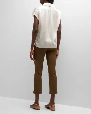 Vince Cap-Sleeve Ruched-Back Silk Blouse | Thumbnail 3