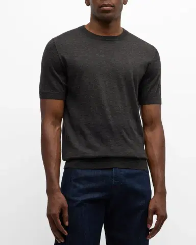 Brioni Men's Cashmere-Silk Crewneck Sweater | Thumbnail 3