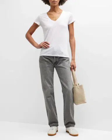 Majestic Filatures V-Neck Short-Sleeve Stretch Linen T-Shirt | Thumbnail 2