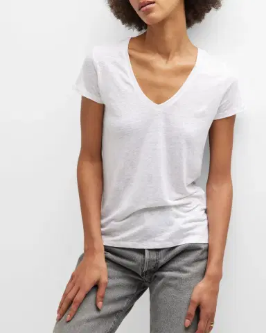 Majestic Filatures V-Neck Short-Sleeve Stretch Linen T-Shirt | Thumbnail 6