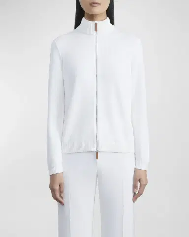 Lafayette 148 New York Cotton-Silk Tape Fitted Bomber Sweater | Thumbnail 2 Lafayette 148 New York Cotton-Silk Tape Fitted Bomber Sweater | Thumbnail 2