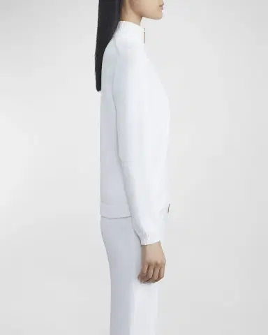 Lafayette 148 New York Cotton-Silk Tape Fitted Bomber Sweater | Thumbnail 3 Lafayette 148 New York Cotton-Silk Tape Fitted Bomber Sweater | Thumbnail 3