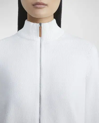 Lafayette 148 New York Cotton-Silk Tape Fitted Bomber Sweater | Thumbnail 5 Lafayette 148 New York Cotton-Silk Tape Fitted Bomber Sweater | Thumbnail 5
