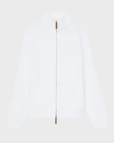 Lafayette 148 New York Cotton-Silk Tape Fitted Bomber Sweater | Thumbnail 1 Lafayette 148 New York Cotton-Silk Tape Fitted Bomber Sweater | Thumbnail 1
