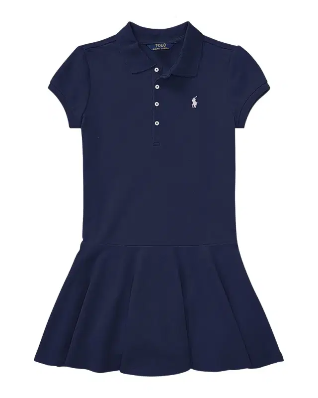 Girl 's Mesh Polo Knit Dress, Size S-XL