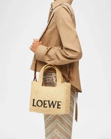 Loewe x Paula's Ibiza Font Logo Small Tote Bag in Raffia | Thumbnail 2 Loewe x Paula's Ibiza Font Logo Small Tote Bag in Raffia | Thumbnail 2