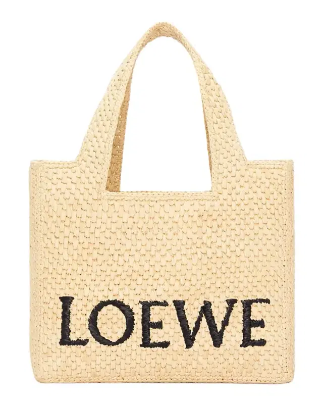 Loewe x Paula 's Ibiza Font Logo Small Tote Bag in Raffia