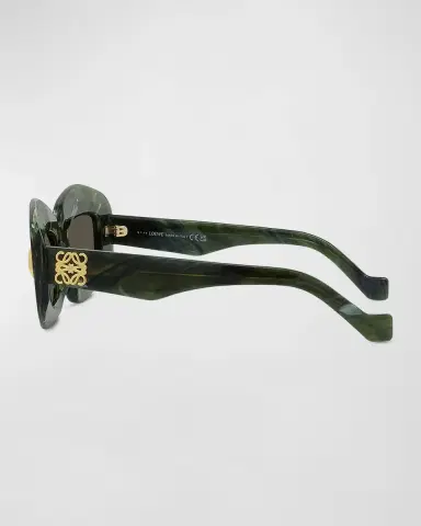 Loewe Emerald Green Acetate Rectangle Sunglasses With Golden Accents | Thumbnail 2 Loewe Emerald Green Acetate Rectangle Sunglasses With Golden Accents | Thumbnail 2