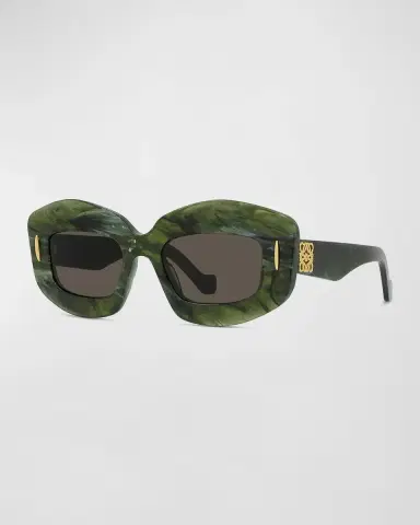 Loewe Emerald Green Acetate Rectangle Sunglasses With Golden Accents | Thumbnail 3 Loewe Emerald Green Acetate Rectangle Sunglasses With Golden Accents | Thumbnail 3