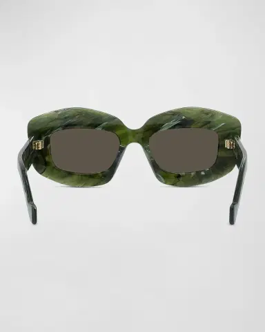 Loewe Emerald Green Acetate Rectangle Sunglasses With Golden Accents | Thumbnail 5 Loewe Emerald Green Acetate Rectangle Sunglasses With Golden Accents | Thumbnail 5