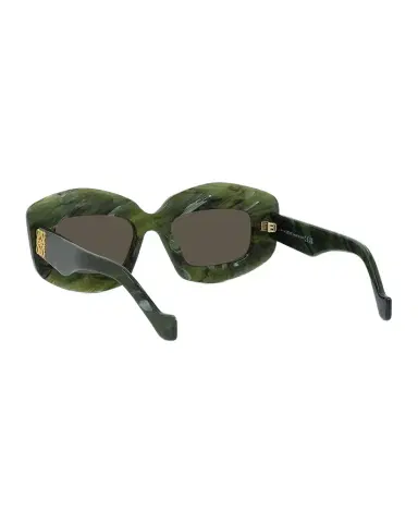 Loewe Emerald Green Acetate Rectangle Sunglasses With Golden Accents | Thumbnail 1 Loewe Emerald Green Acetate Rectangle Sunglasses With Golden Accents | Thumbnail 1