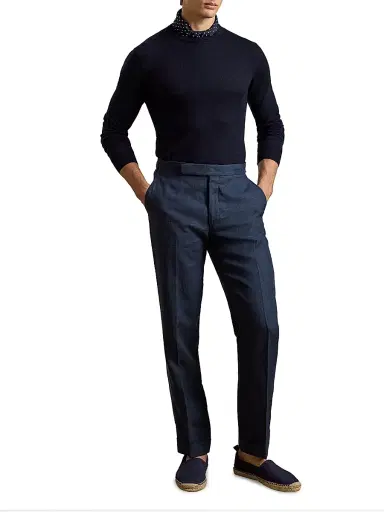 Ralph Lauren Purple Label Men's Gregory Hand-Tailored Linen Trousers | Thumbnail 2