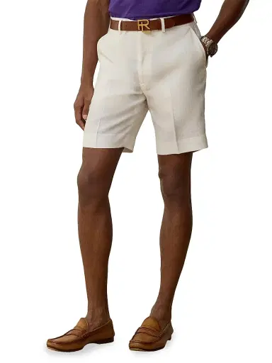 Ralph Lauren Purple Label Men's Gregory Hand-Tailored Linen Shorts - Optic White - Size 42 | Thumbnail 3 Ralph Lauren Purple Label Men's Gregory Hand-Tailored Linen Shorts - Optic White - Size 42 | Thumbnail 3