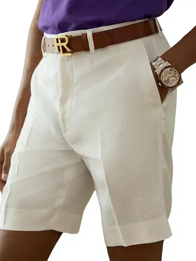 Ralph Lauren Purple Label Men's Gregory Hand-Tailored Linen Shorts - Optic White - Size 42 | Thumbnail 5 Ralph Lauren Purple Label Men's Gregory Hand-Tailored Linen Shorts - Optic White - Size 42 | Thumbnail 5