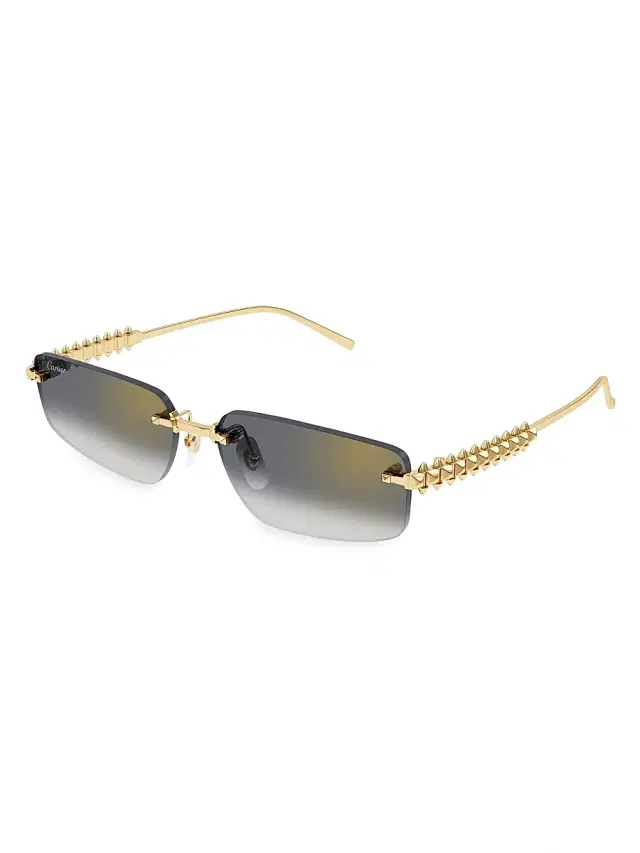 Cartier Men's Clash De 58MM Rectangular Sunglasses - Gold Grey