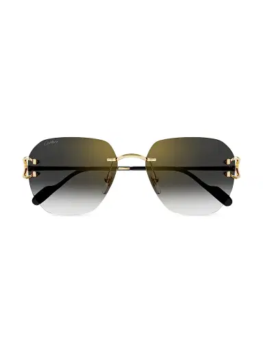 Cartier Women's C Décor 58MM Square Sunglasses - Gold Grey Smoke | Thumbnail 2
