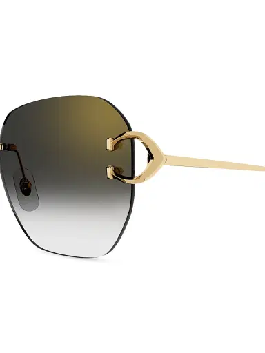 Cartier Women's C Décor 58MM Square Sunglasses - Gold Grey Smoke | Thumbnail 3
