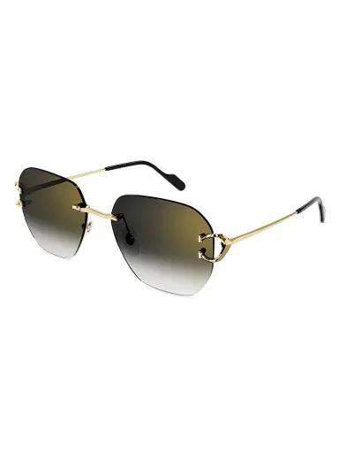 Cartier Women's C Décor 58MM Square Sunglasses - Gold Grey Smoke | Thumbnail 1